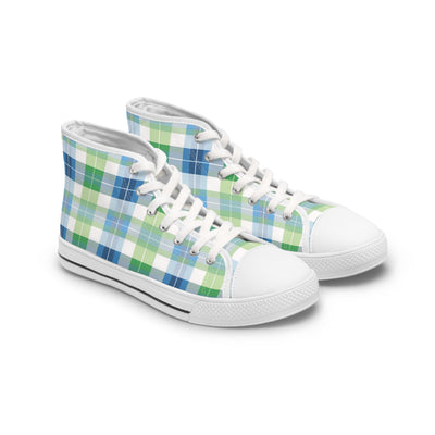 Spring Mist Plaid Ladies' High Top Sneakers - Step Bright, Stand Tall