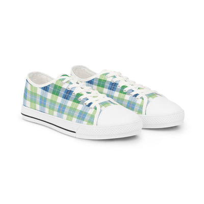 Spring Mist Plaid Men's Low Top Sneakers - Step Boldly into Spring – W