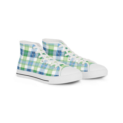 Spring Mist Plaid Men's High Top Sneakers - Elevate Your Step - Step i