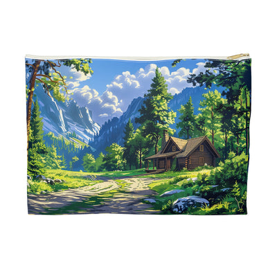 Dreams of a High Mountain Log Cabin Accessory Pouch - Escape to the Wi