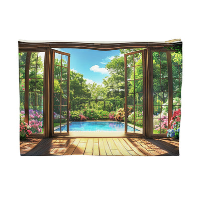 Garden View Retreat Accessory Pouch - Step into Natural Serenity - Whe
