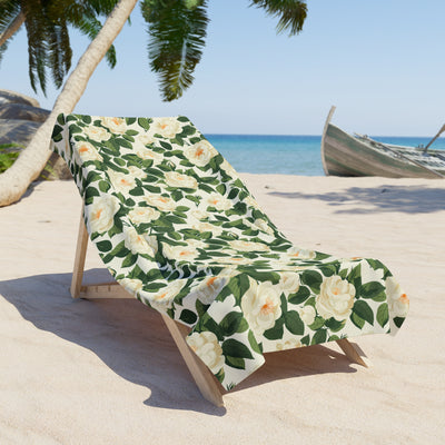 White Roses at Dawn Luxurious Beach Towel - Lie on a Bed of Roses with