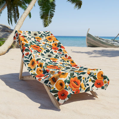 Golden Bloom Harmony Luxurious Beach Towel - Bask in Elegance with Gol