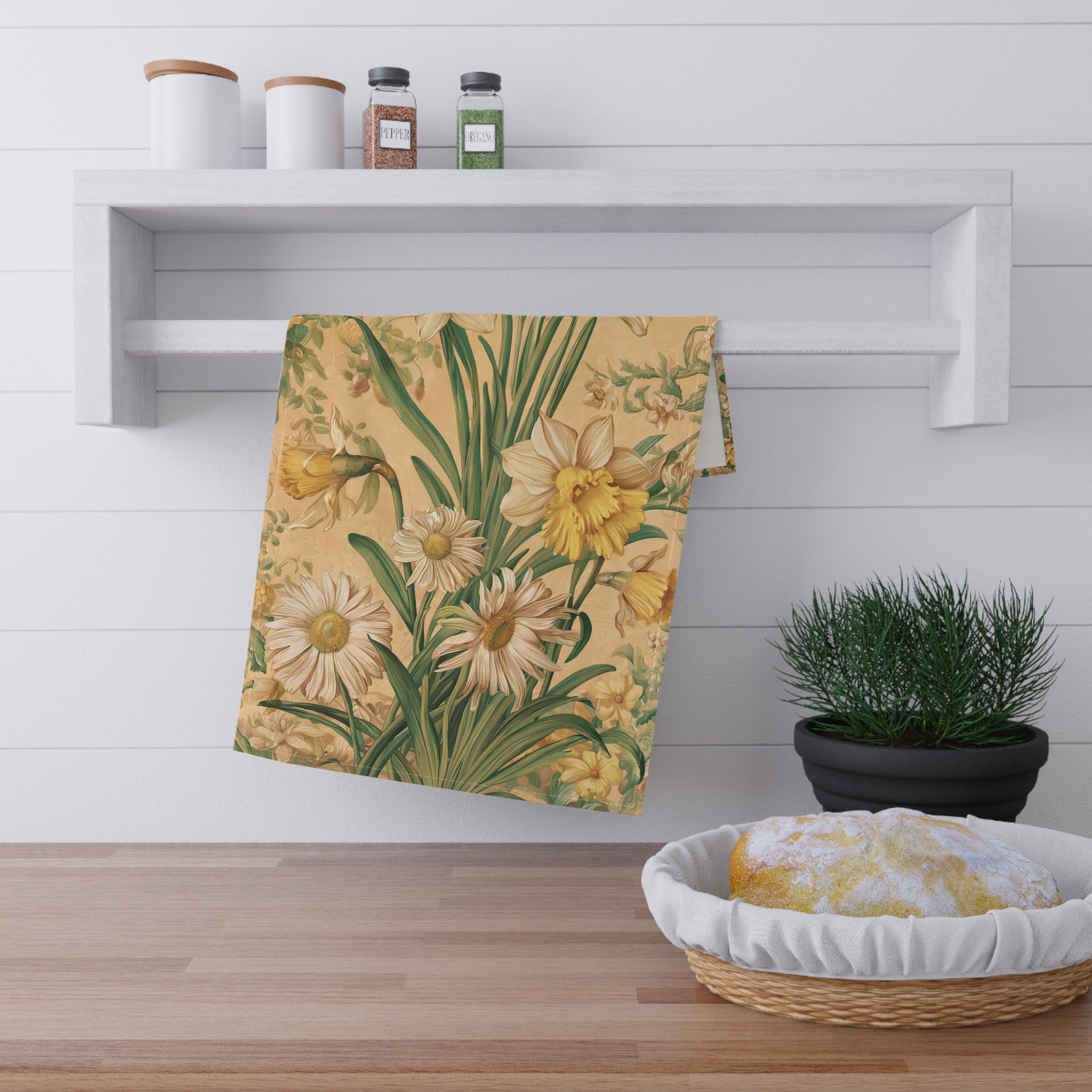 Daisy and Narcissus Nostalgia Kitchen Towel - Cotton Twill - 18" x 30"