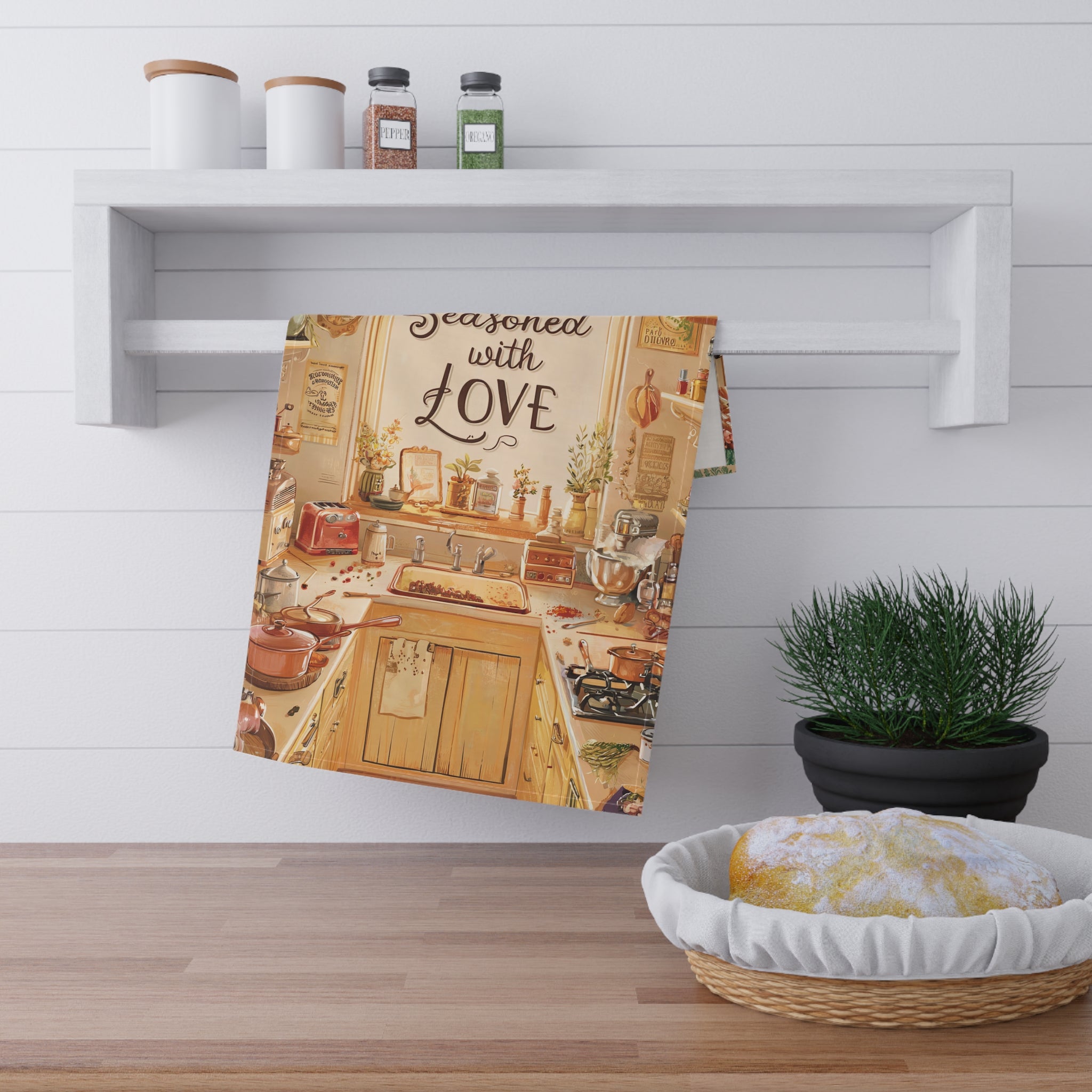 Seasoned with Love Kitchen Towel - Cotton Twill - 18" x 30" - Cook Up 