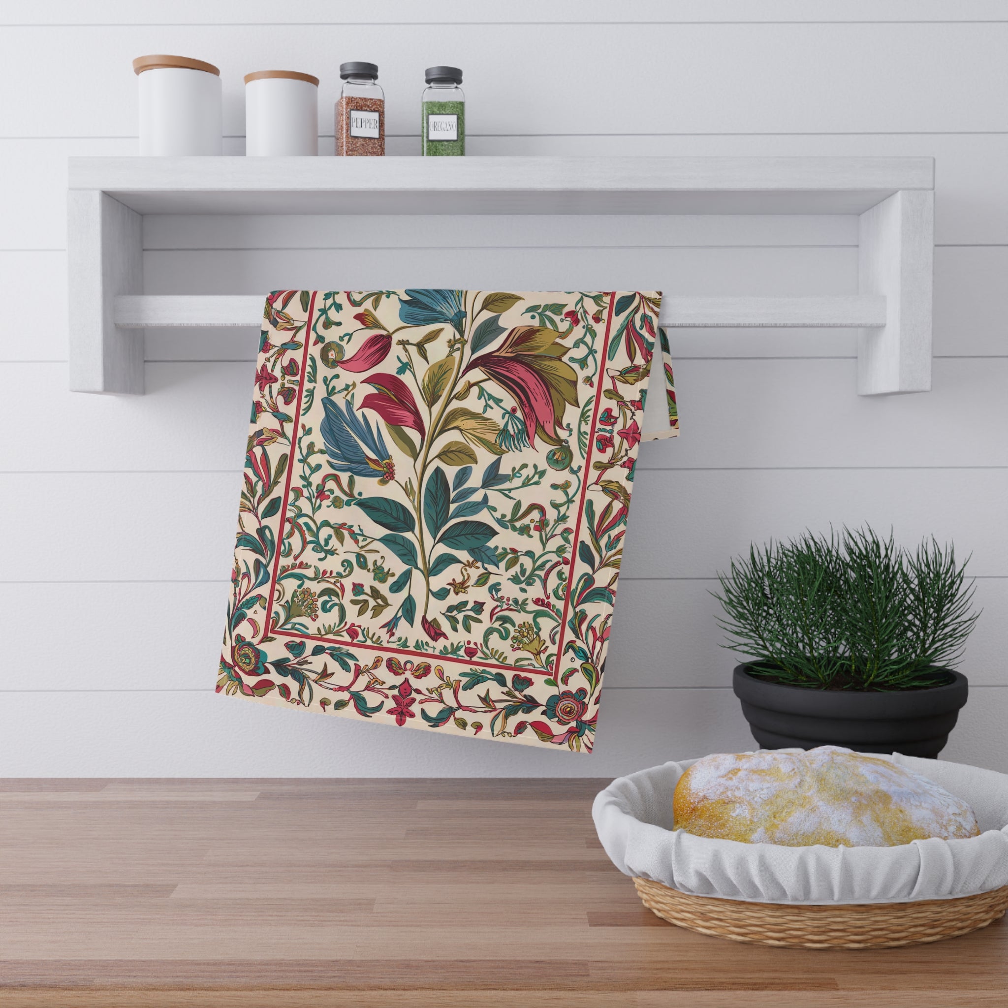 Tapestry Trellis Kitchen Towel - Cotton Twill - 18" x 30" - Renaissanc