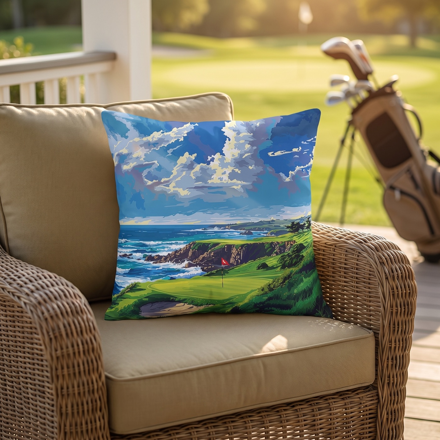 Coastal Tee Time Square Outdoor Pillow — Outdoor Throw Pillow