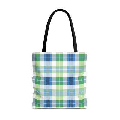 Spring Mist Plaid Tote Bag - Tote Your Essentials in Style - Fresh Pla
