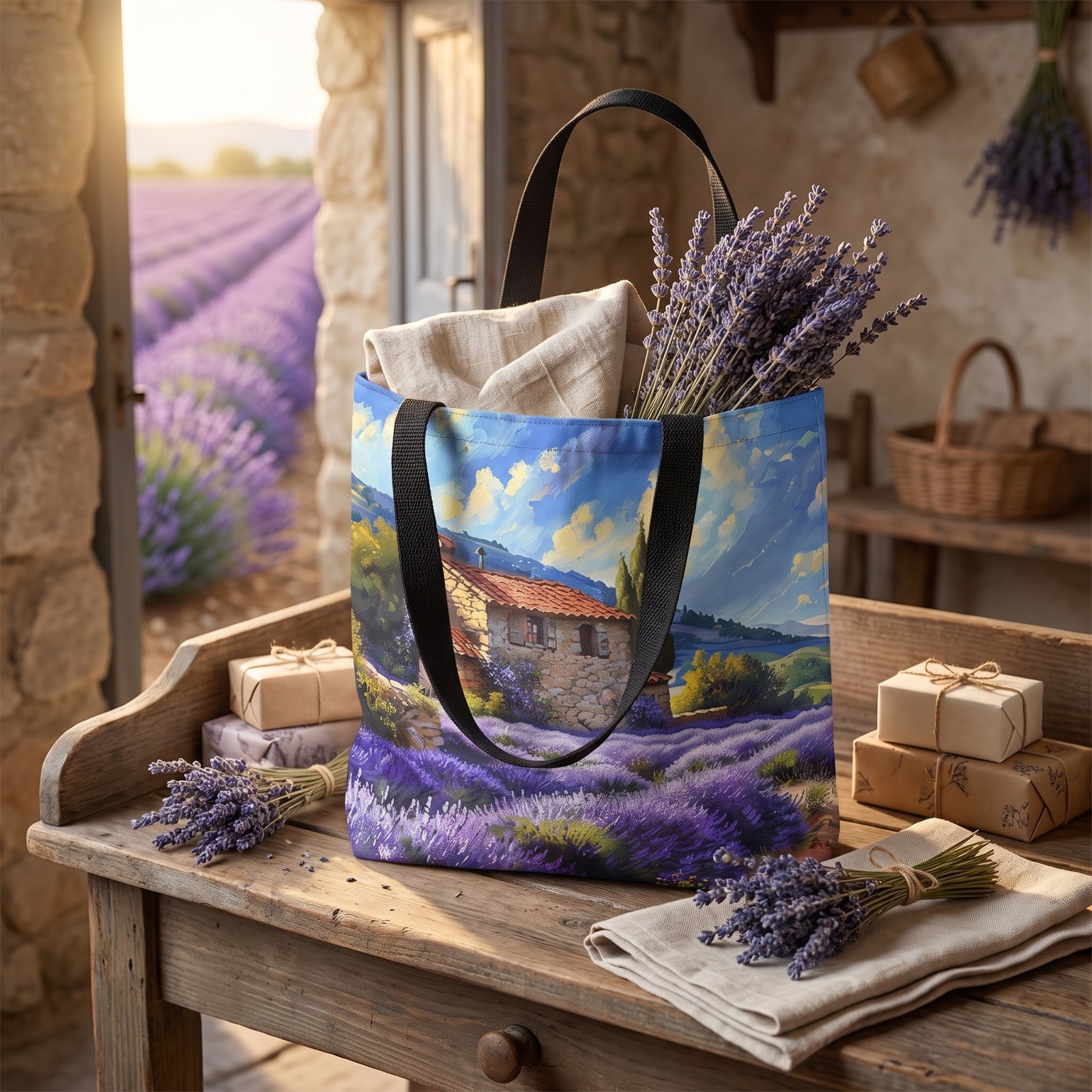 Tuscan Lavender Dreams Tote Bag - Carry a Slice of the French Countryside! Available in 3 sizes.