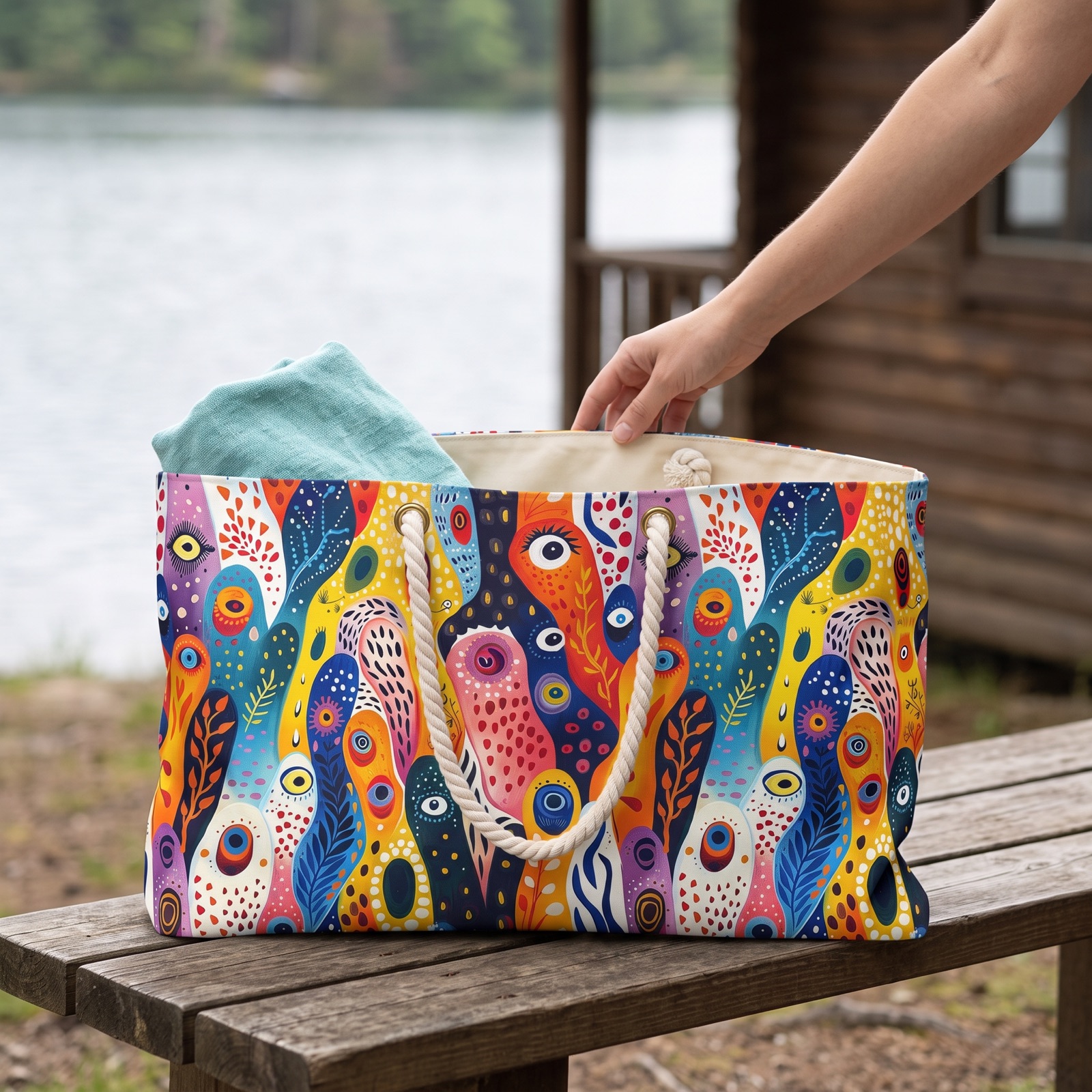 Whimsical Wavy Wonders Weekender Bag - Step into Surreal Style - Where Every Wave is a Playful Pop of Color!