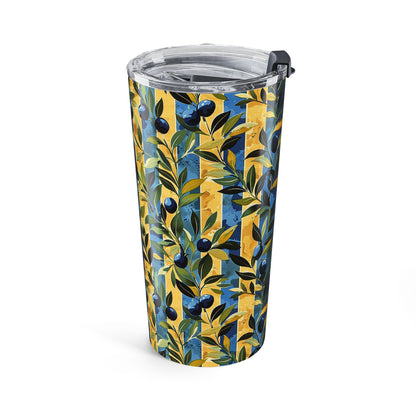 Olive Orchard Stripes Insulated Tumbler - 20 oz. Stainless Steel, Glossy Finish
