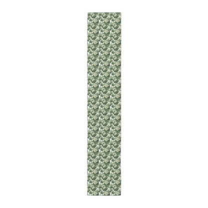 Vintage Green Hydrangea Table Runner - Cotton Twill - Available in 2 sizes: 16" x 72" and 16" x 90".
