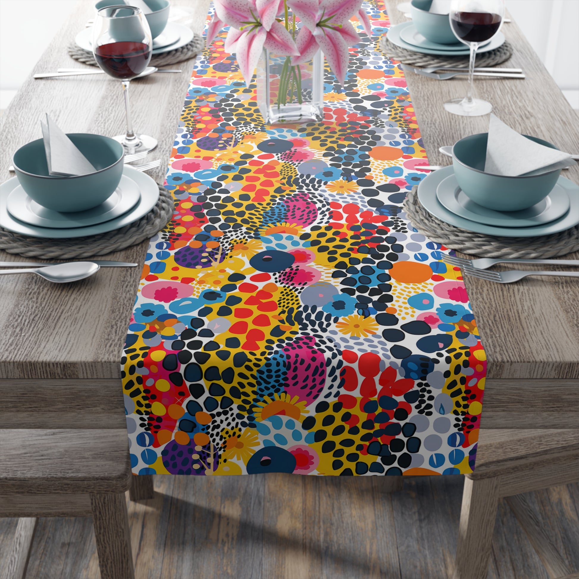 ColorSplash Pop Table Runner - Celebrate Every Meal with a Splash of Color! Available in 2 sizes.