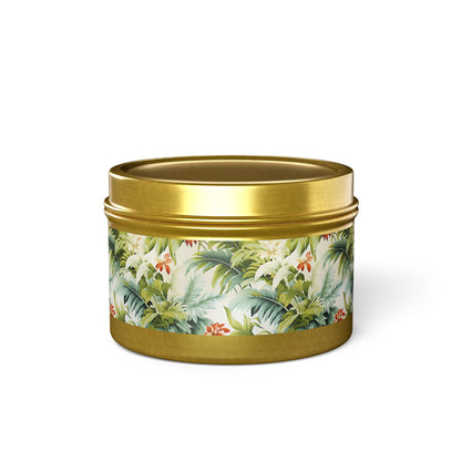 Tropical St. Lucia Palms Tin Candle. Island Serenity To Go. Available in 2 sizes, 3 finishes, and 5 scents.