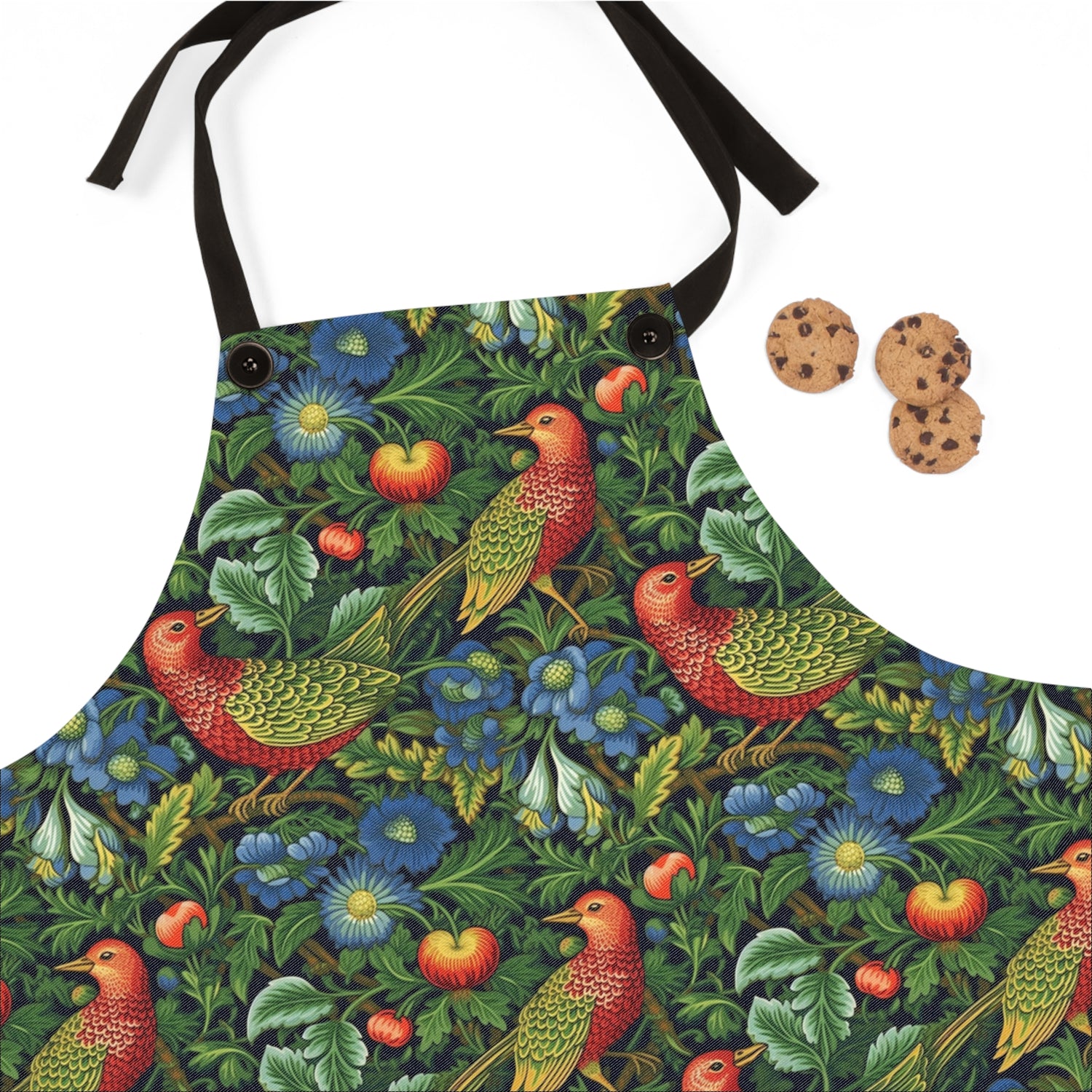 Golden Winged Bird Tapestry Adult Apron - Cook with Regal Elegance with our Rich Red & Blue Tapestry Design!