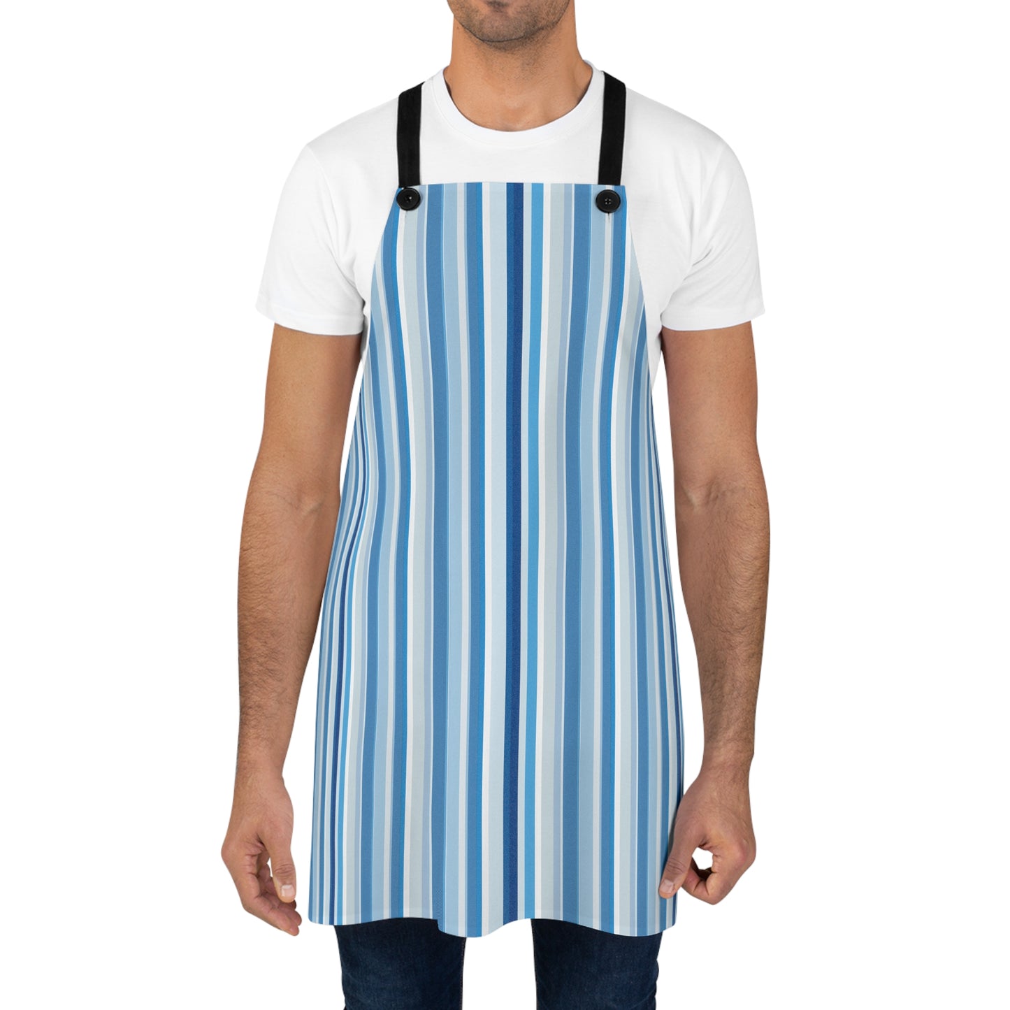 Shades of Light Blue Stripes Adult Apron