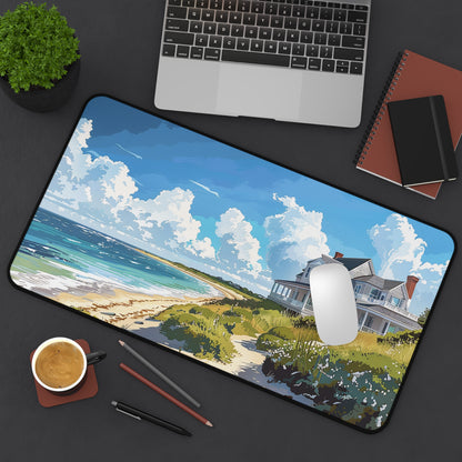 Nantucket Beach House Desk Mat (Desk Pad) - Transform Your Desk with Coastal Bliss! Available in 3 sizes.