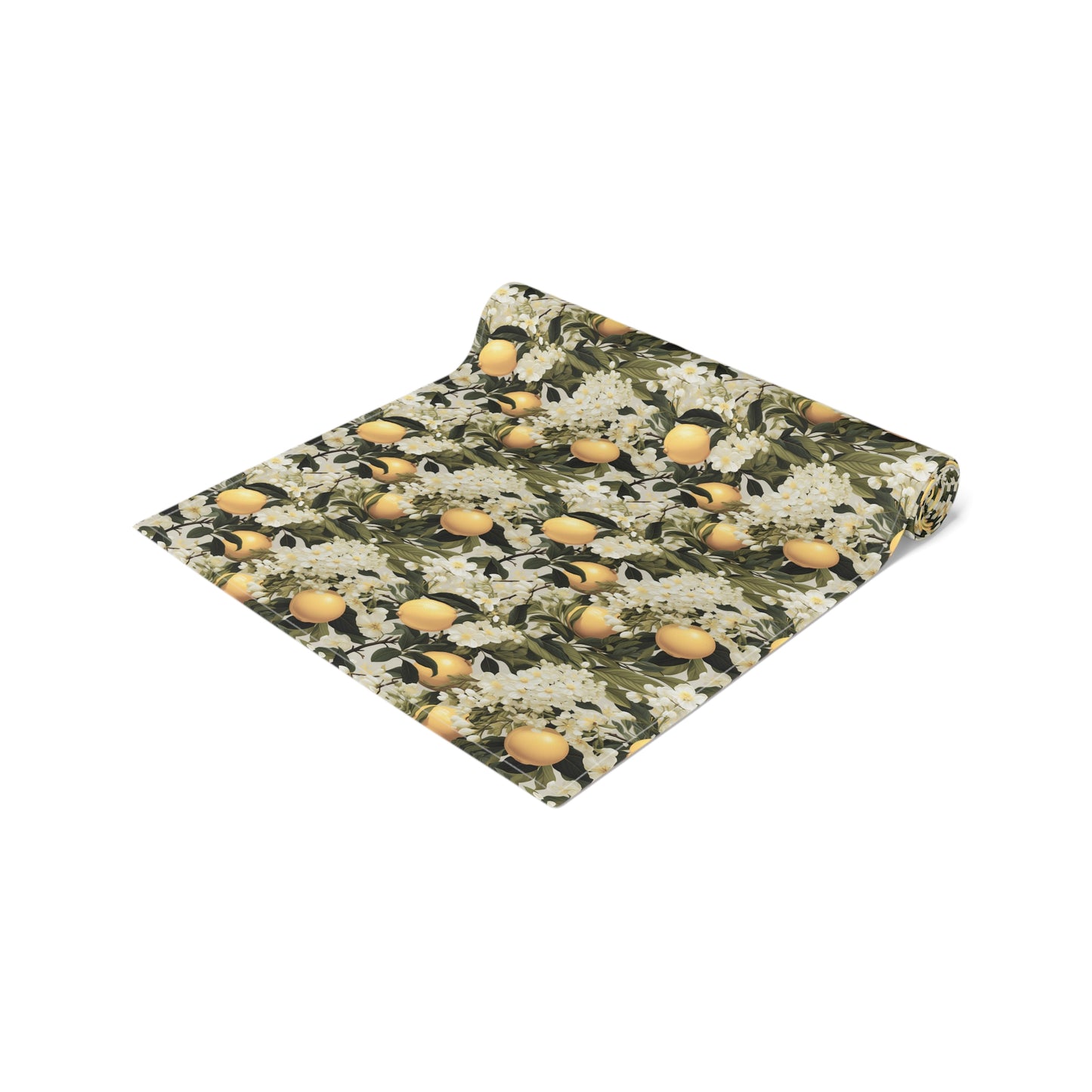 Lemony Blossoms Table Runner - Cotton Twill - Available in 2 sizes: 16" x 72" and 16" x 90".