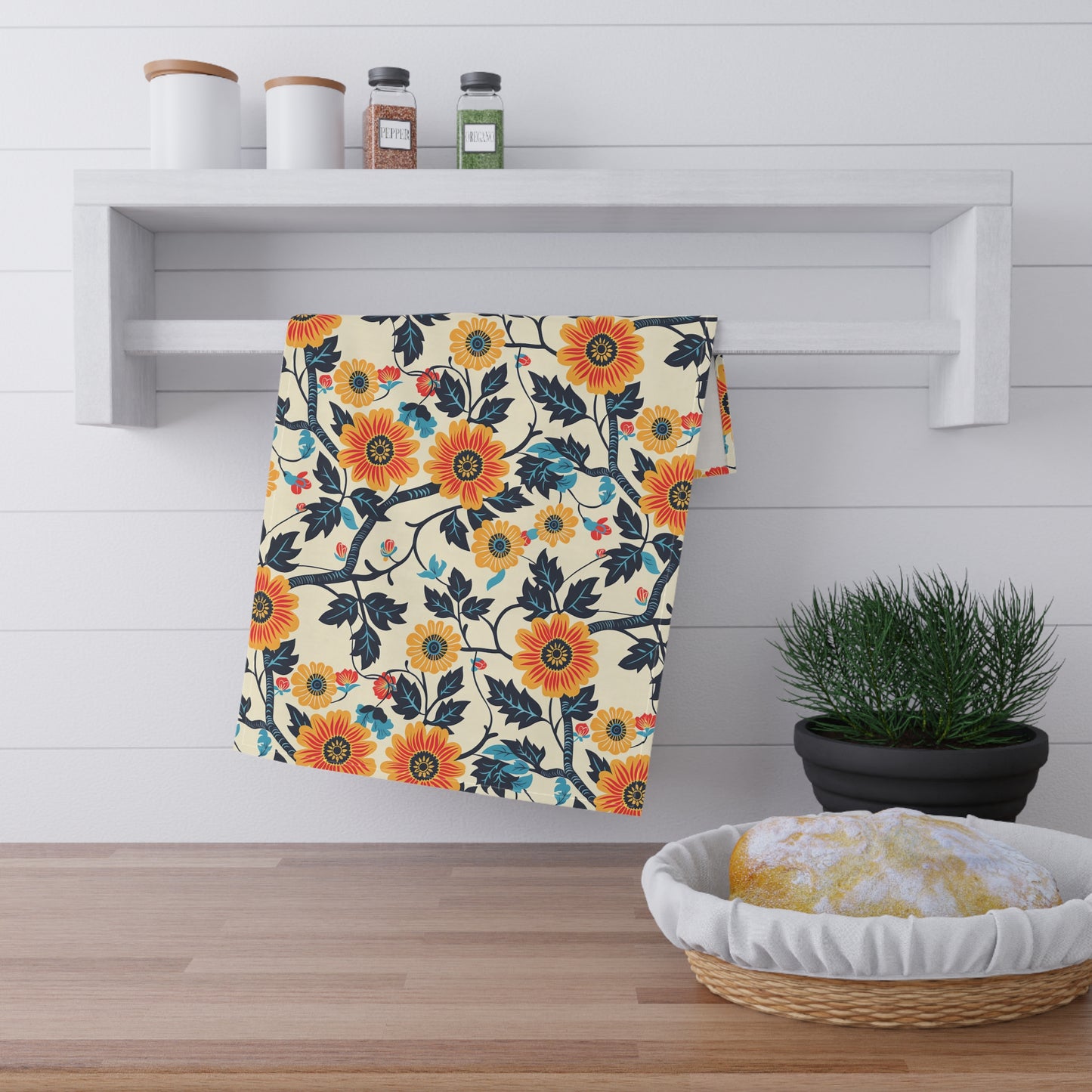 Golden Vine Tapestry Kitchen Towel - Cotton Twill - 18" x 30"