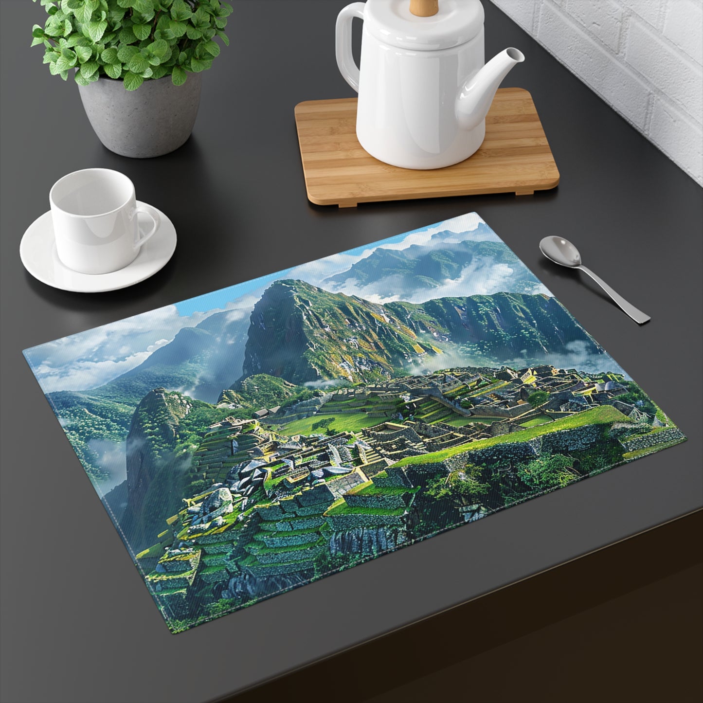 Machu Picchu Misty Peaks Placemat - 18" x 14".