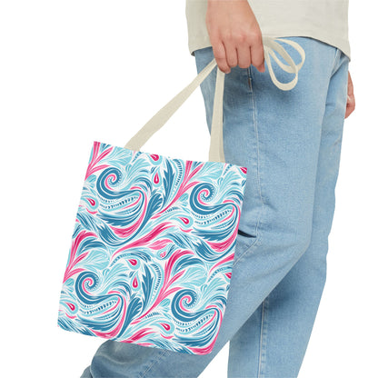 Teal Tide Twirl Tote Bag - Go Through Life with Coastal Charm! Available in 3 sizes.