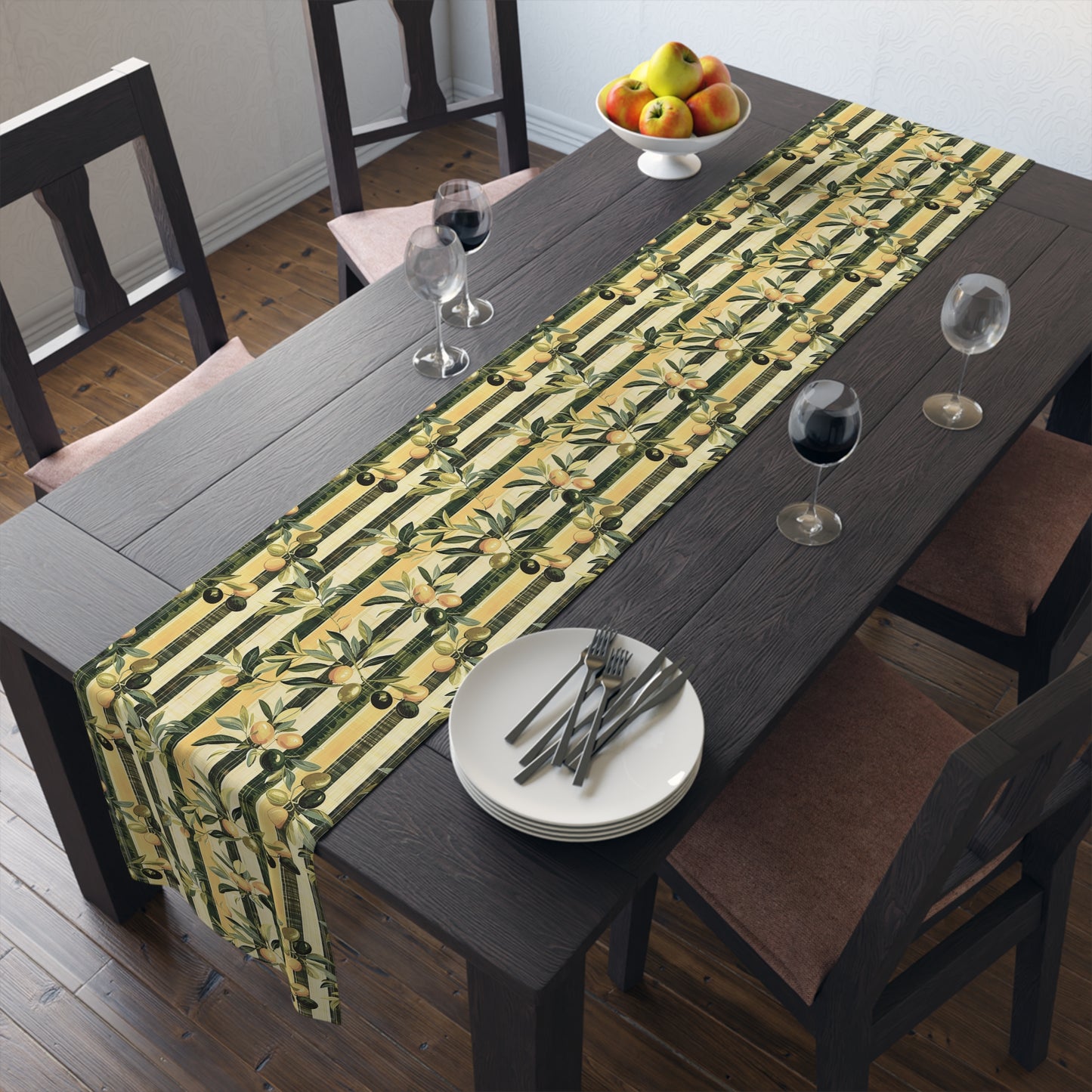 Golden Olive Grove Table Runner - Cotton Twill - Available in 2 sizes: 16" x 72" and 16" x 90".