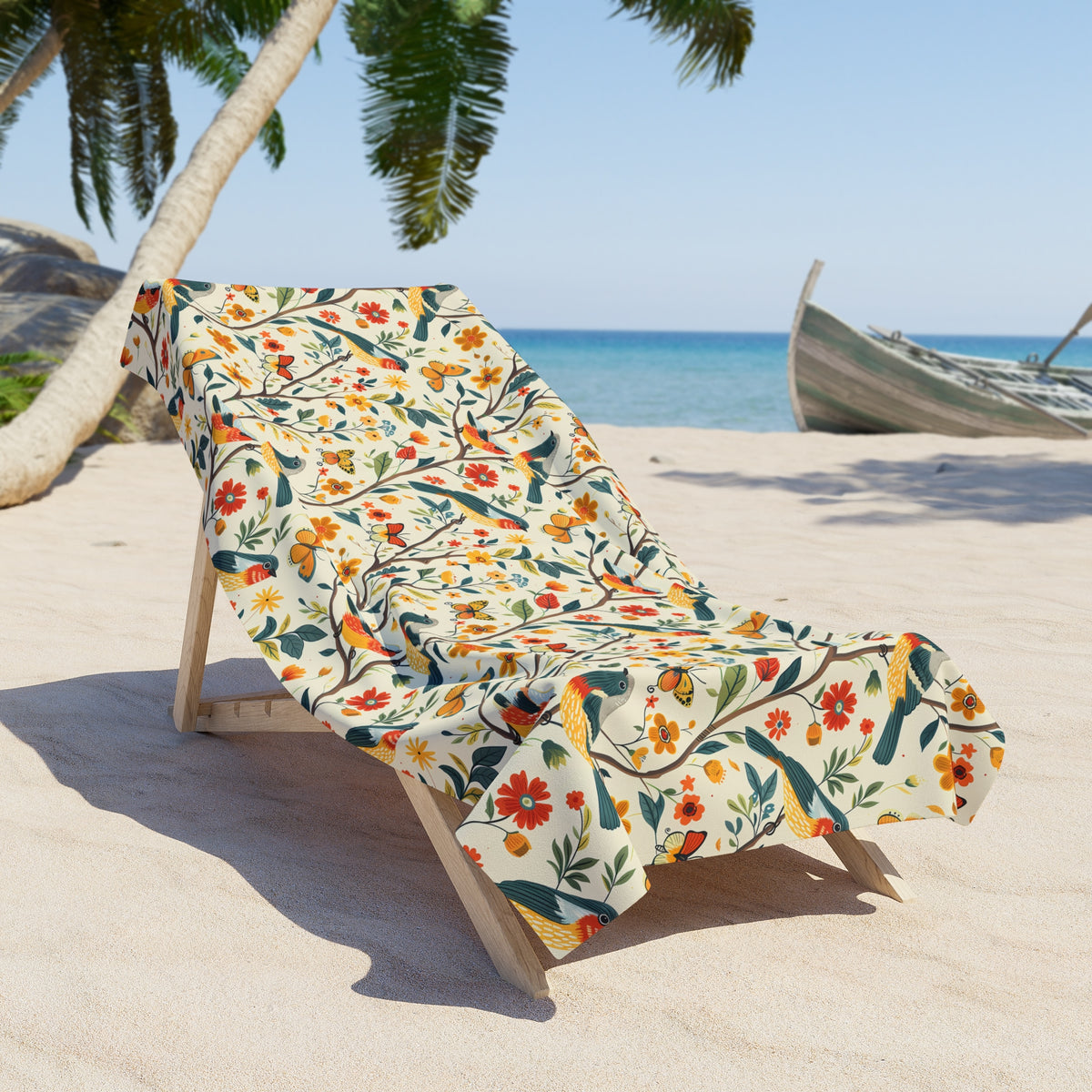Tree Birds Luxurious Beach Towel - Available in 2 sizes.