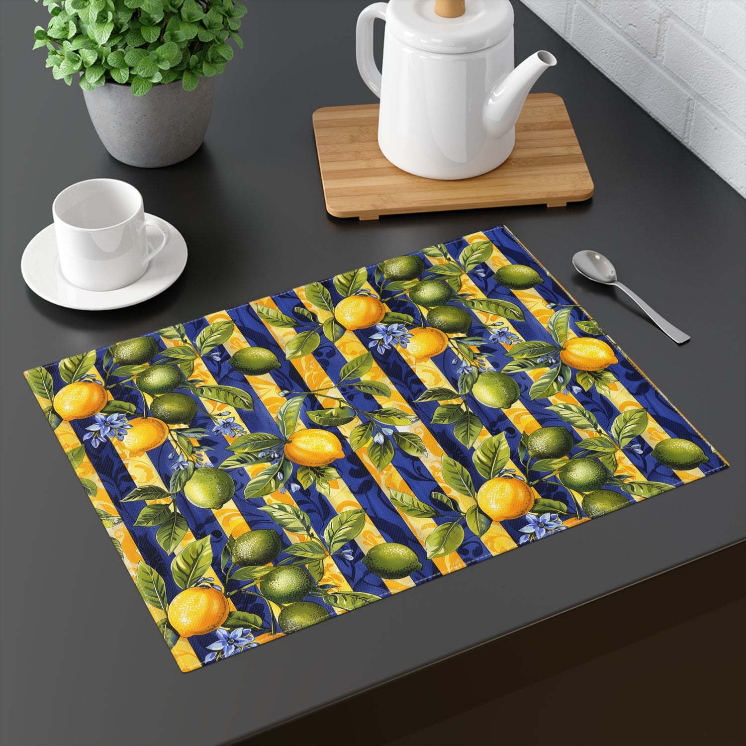 Sunlit Citrus Escape Placemat - Brighten Your Table with a Splash of Citrus Charm! Cotton Twill - 18" x 14"