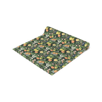 Classic Fruit & Floral Table Runner - Cotton Twill - Available in 2 sizes: 16" x 72" and 16" x 90".