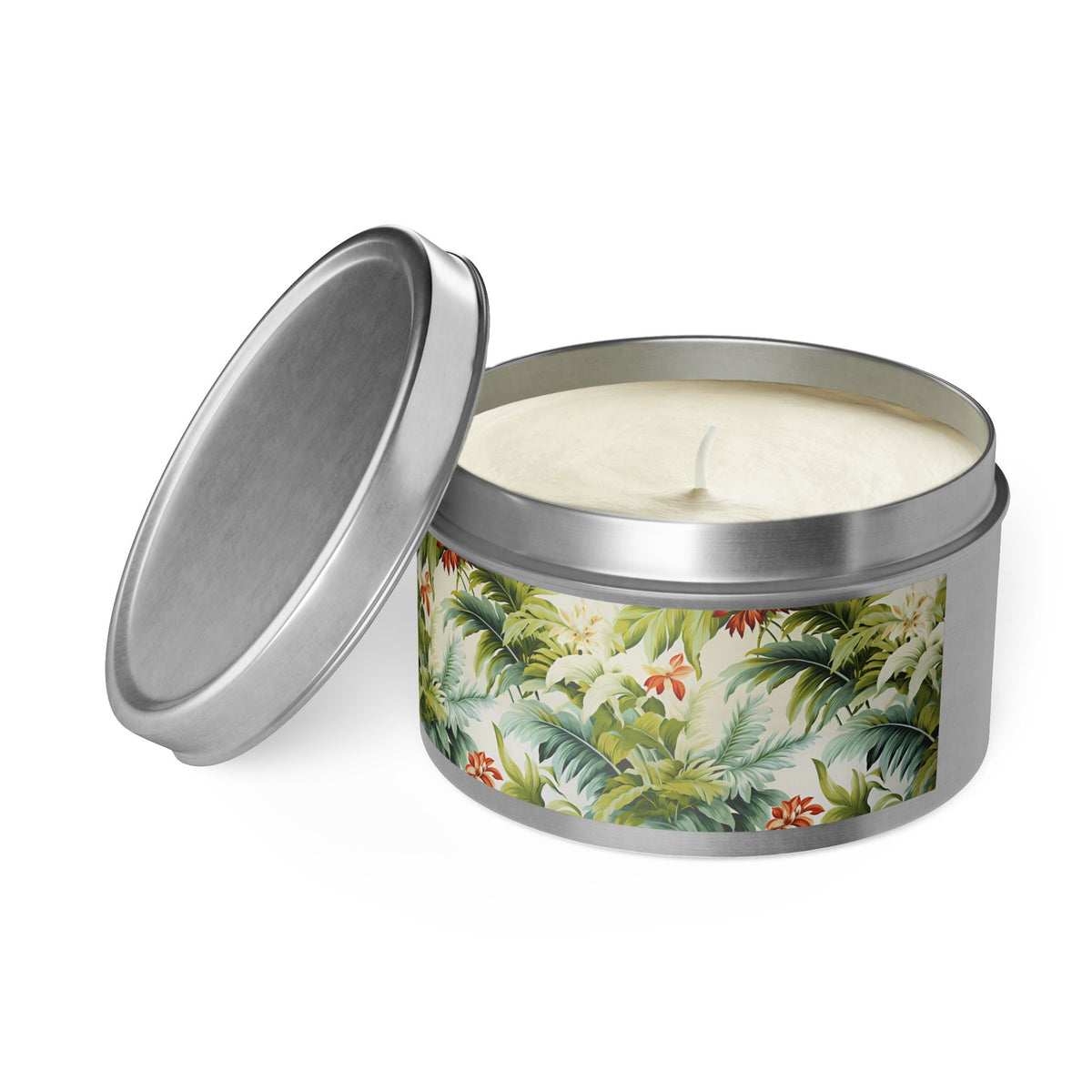 Tropical St. Lucia Palms Tin Candle. Island Serenity To Go. Available in 2 sizes, 3 finishes, and 5 scents.