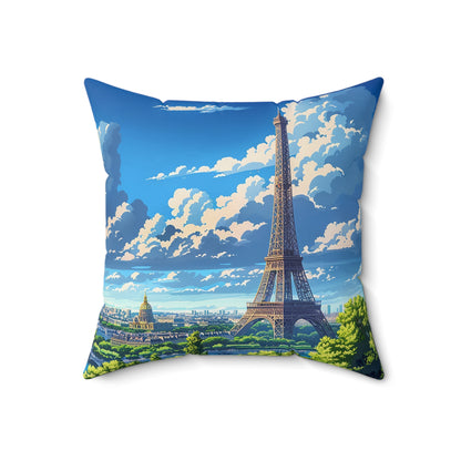 Parisian Eiffel Tower Dreamscape Square Throw Pillow - Spun Polyester - Double-Sided Print - Concealed Zipper - Available in 7 sizes
