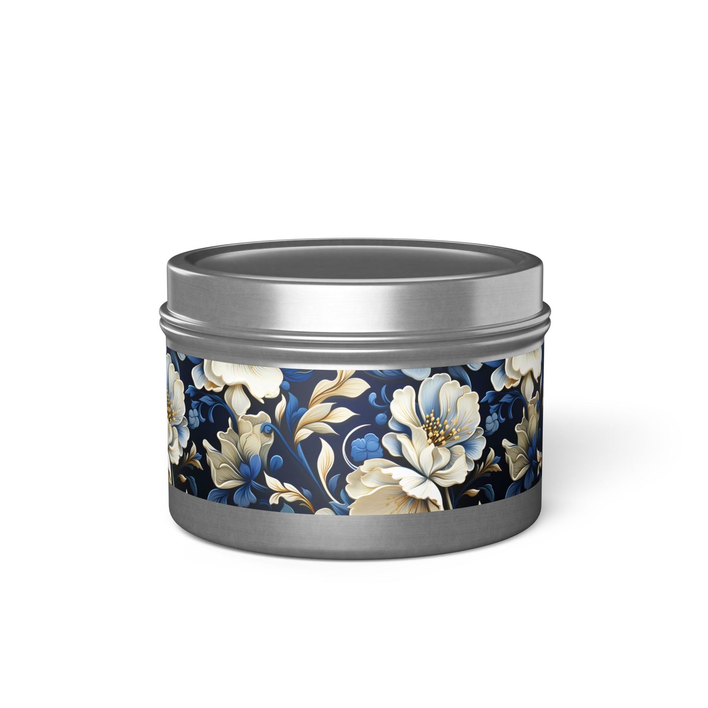 Whitman Floral Tin Candle. A Poet's Garden in a Tin. Available in 2 sizes, 3 finishes, and 5 scents.
