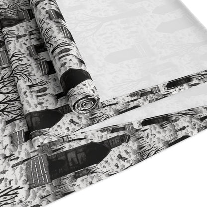 Spooky Gothic Cemetery Chic Halloween Table Runner - Cotton Twill - Available in 2 sizes: 16" x 72" and 16" x 90".