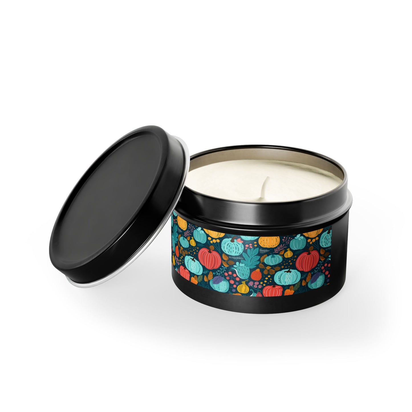 Fall Pumpkin Dance Tin Candle. Autumn's Dance in a Tin. Available in 2 sizes, 3 finishes, and 5 scents.