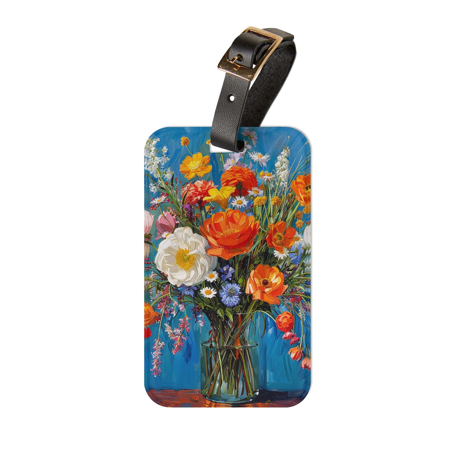 Blossoms on Blue Acrylic Luggage Tag - Bring Floral Elegance to Your Travels with the Bright Flowers & Blue Wall Acrylic Luggage Tag!