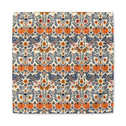 Autumn Harvest Woodcut cotton twill napkin