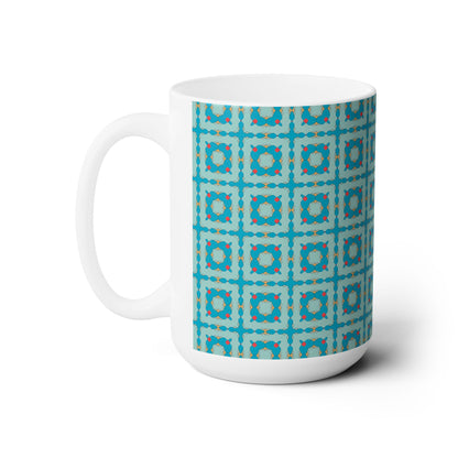 Southwestern Quilt Charm Ceramic Mug - 15 oz - Art on Every Side, Morning Approved.