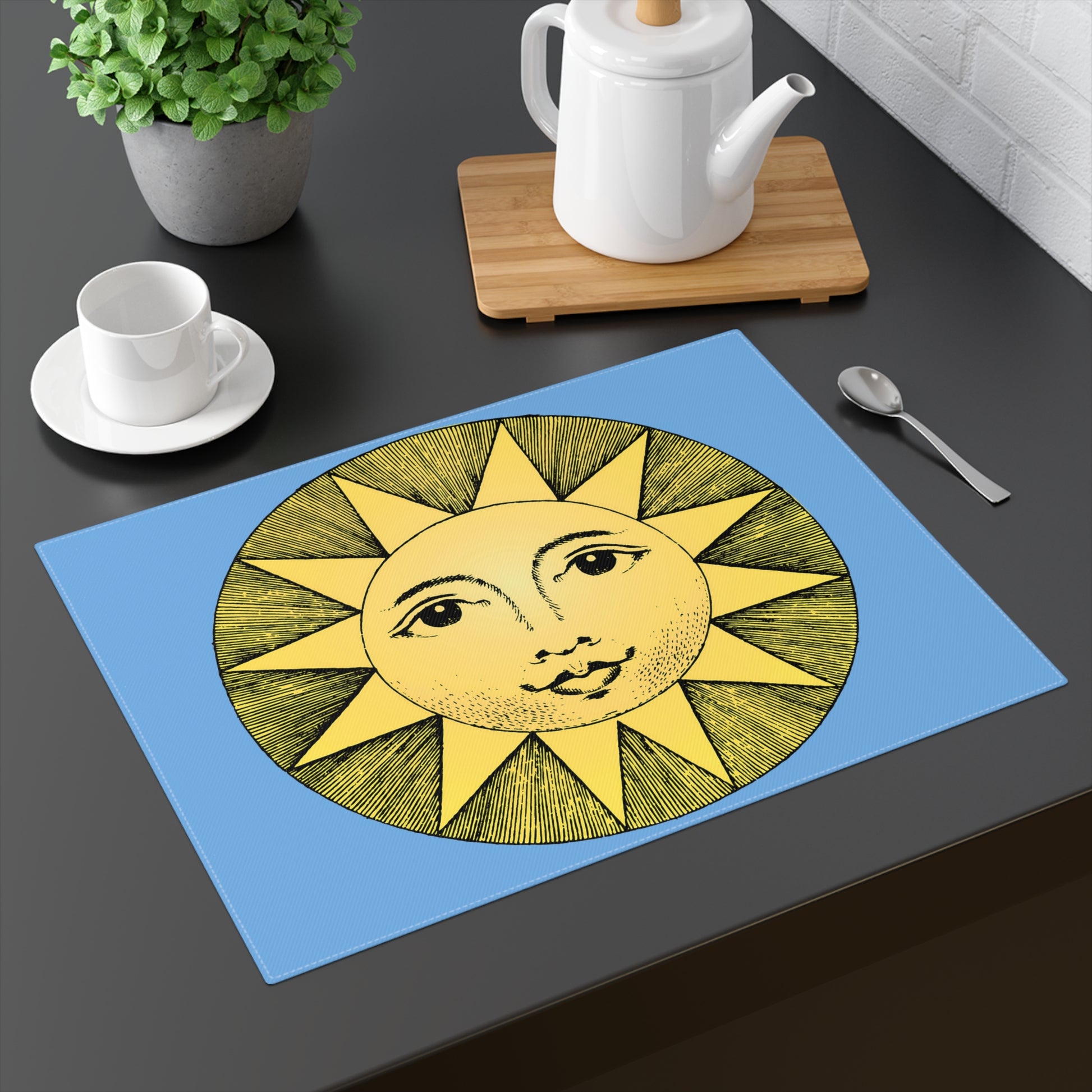 Vintage Sun Placemat - Brighten Your Table with Timeless Sunshine! Cotton Twill - 18" x 14"