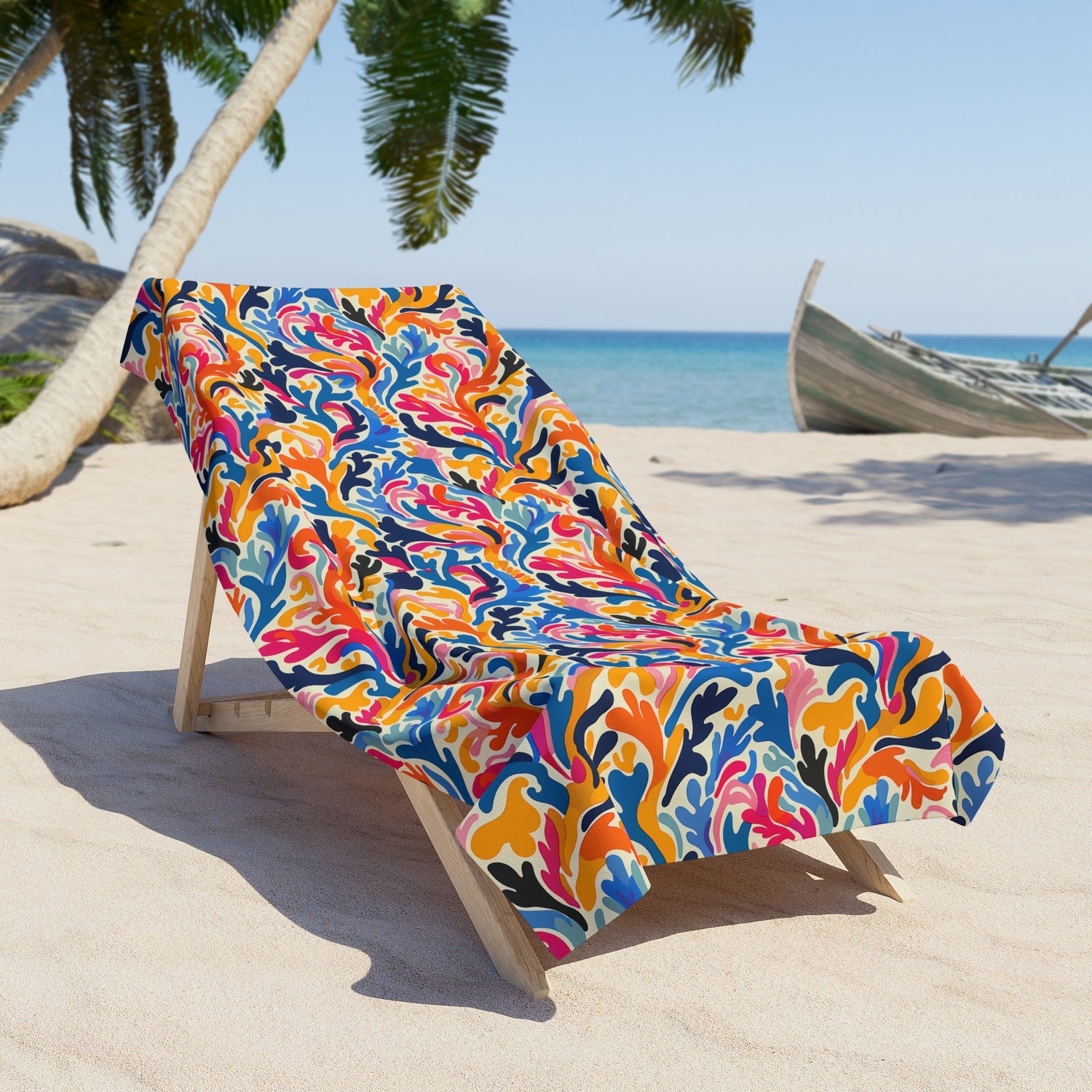 Colorful Mod Coral Luxurious Beach Towel - Dive into Bold Elegance with Colorful Mod Coral! Available in 2 sizes.