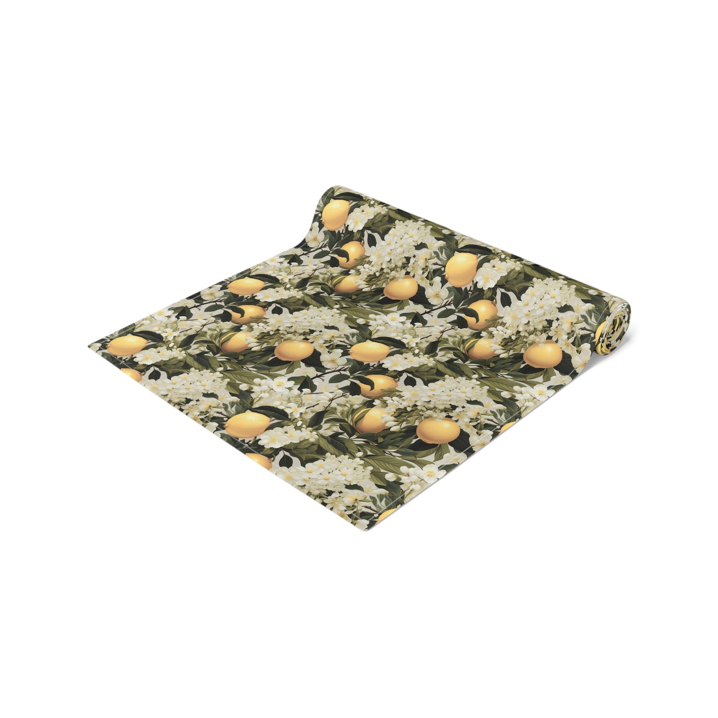 Lemony Blossoms Table Runner - Cotton Twill - Available in 2 sizes: 16" x 72" and 16" x 90".
