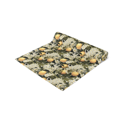Lemony Blossoms Table Runner - Cotton Twill - Available in 2 sizes: 16" x 72" and 16" x 90".
