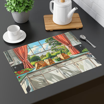 Retro Kitchen Charm Placemat - 18" x 14".