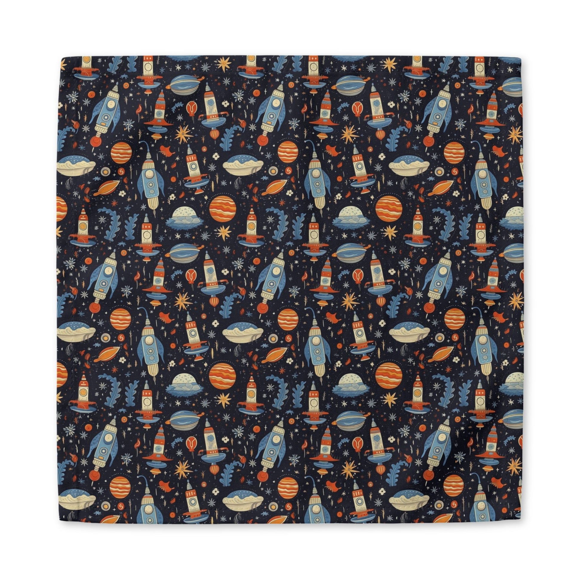 Galactic Space Rocket Romp cotton twill napkin