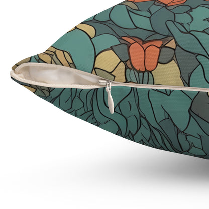 Bohemian Stained Glass Serenity Square Throw Pillow - Spun Polyester - Double-Sided Print - Concealed Zipper - Available in 4 sizes