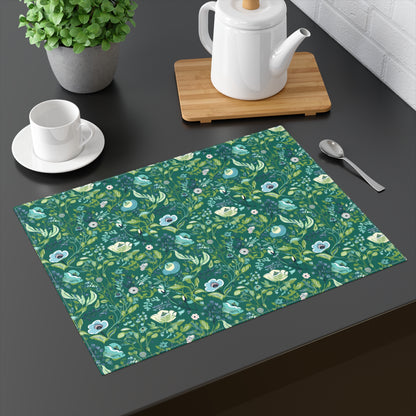 Serene Green Floral Placemat - 18" x 14".