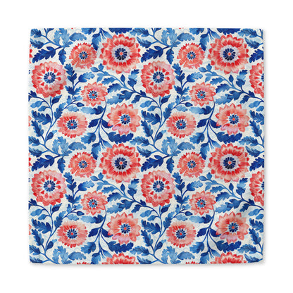 Whimsical Batik Blossoms cotton twill napkin