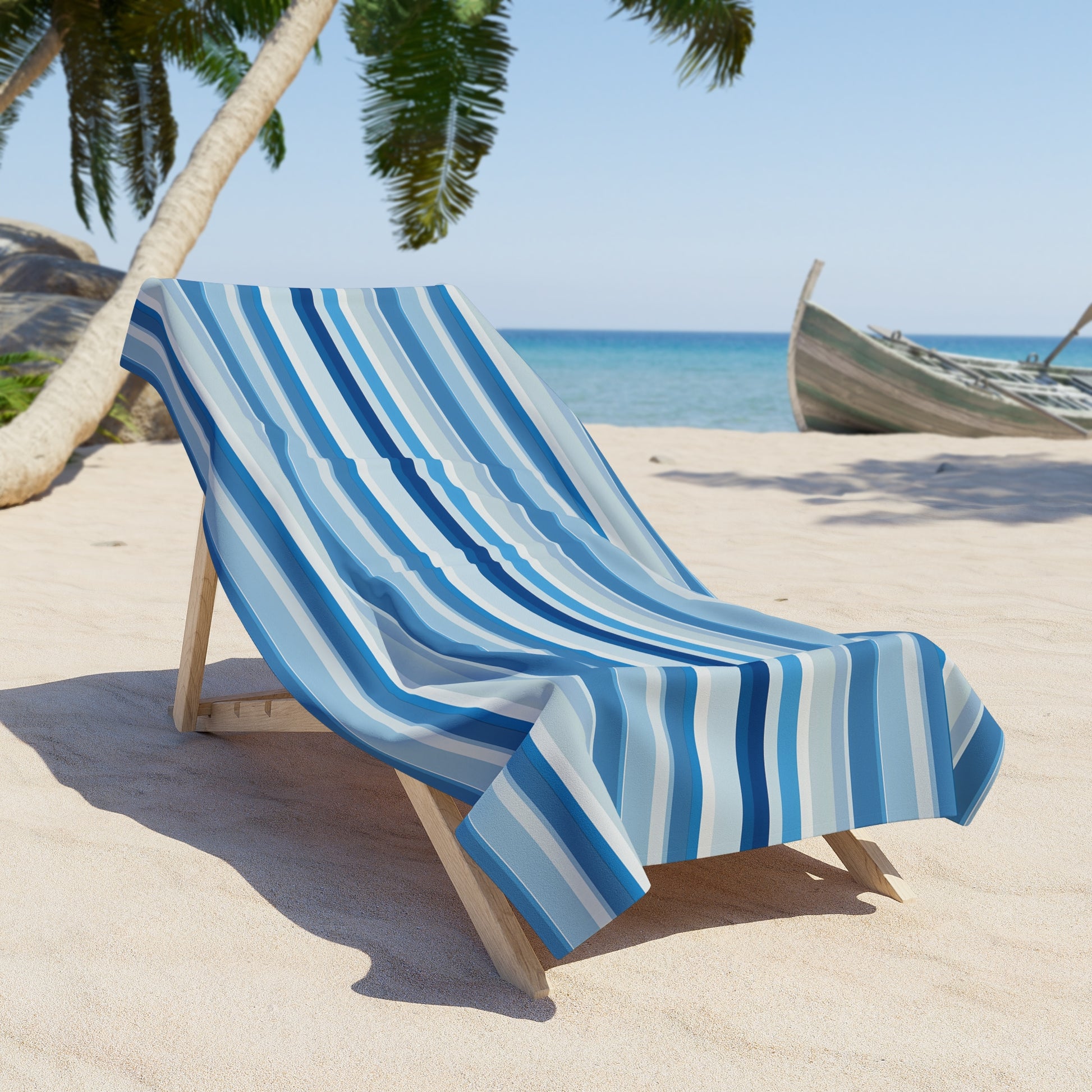 Shades of Light Blue Stripes Luxurious Beach Towel - Dive into Serenity with Our Light Blue Stripes! Available in 2 sizes.