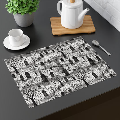 Spooky Gothic Cemetery Chic Halloween Placemat - 18" x 14".