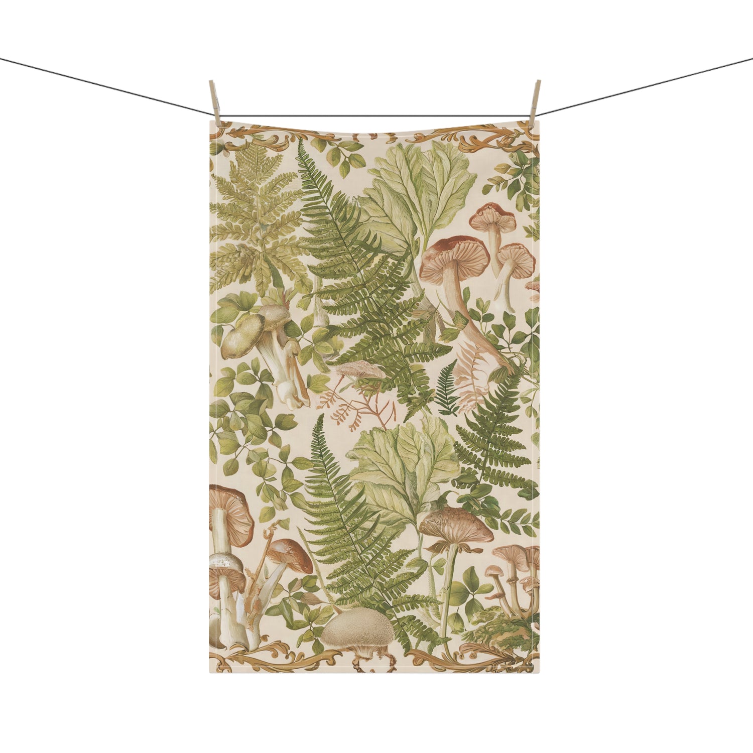 Botanical Woodland Whimsy Kitchen Towel - Cotton Twill - 18" x 30" - Unveil Nature's Charm — Whimsy in Every Wipe!