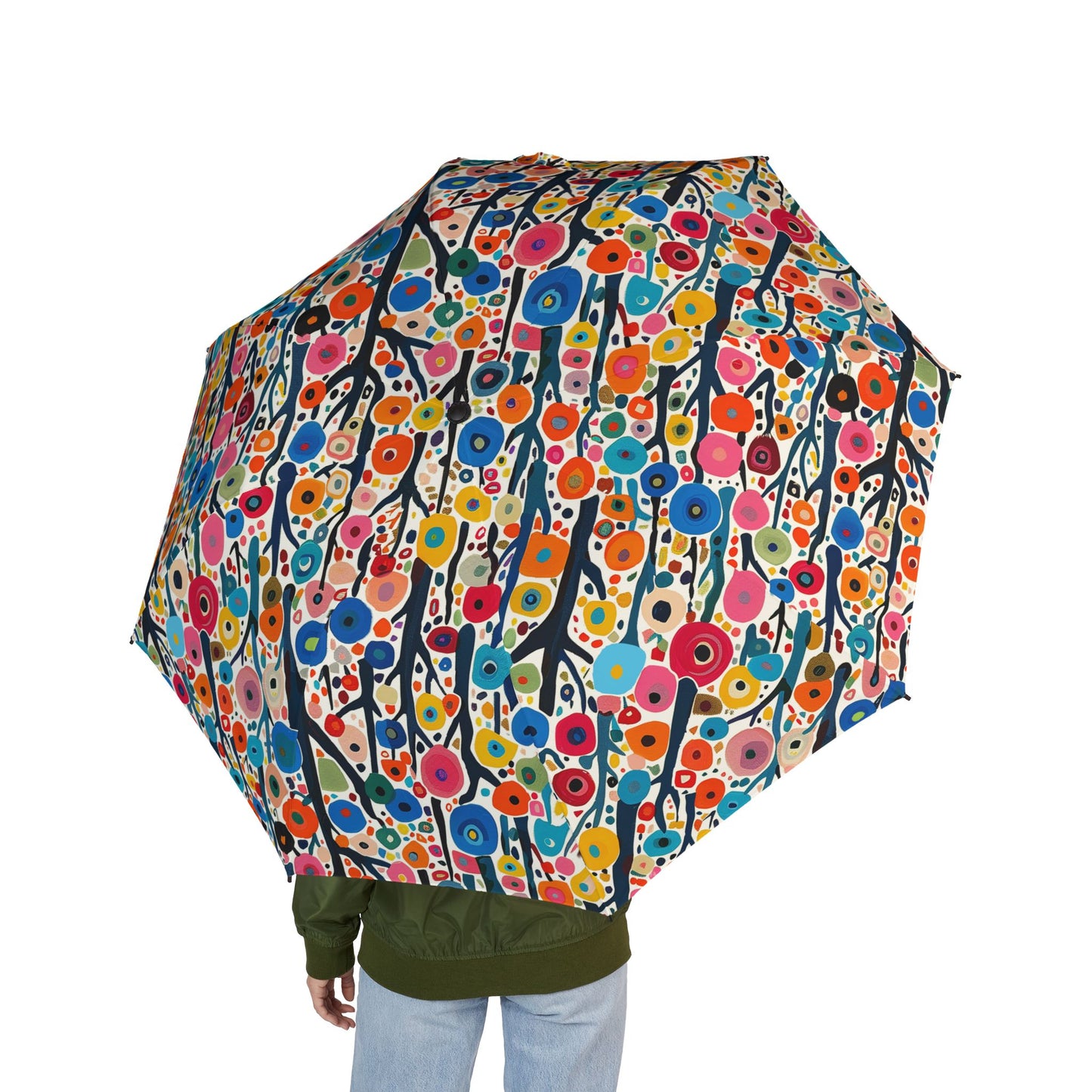 Poppy Forest Foldable Umbrella - Compact Semi-Automatic Travel Umbrella